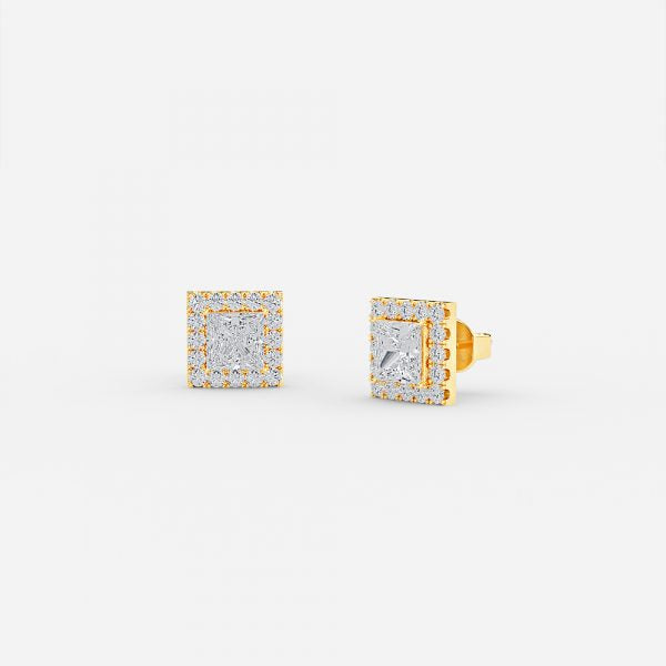 Princess Moissanite Halo Earrings