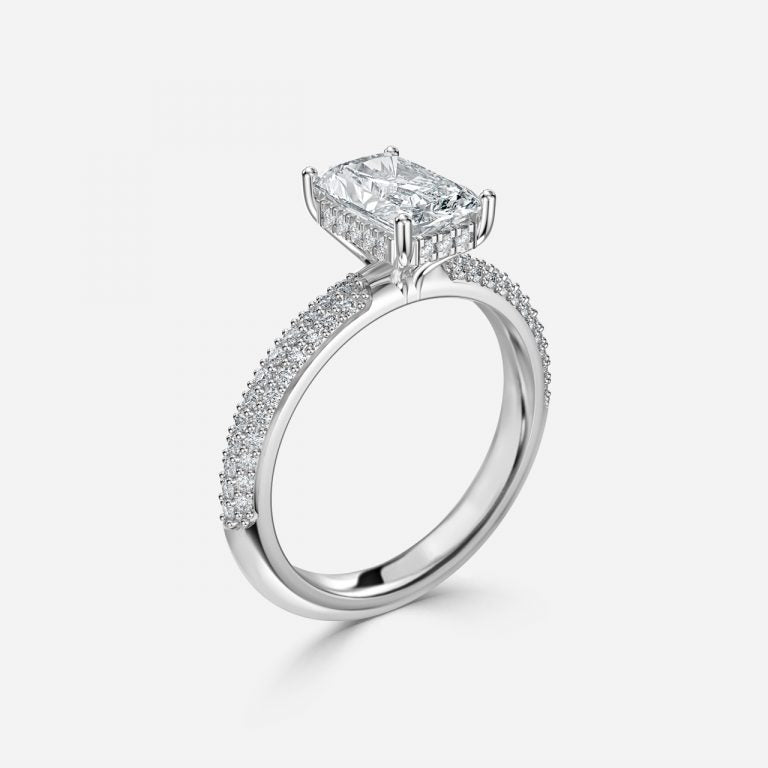 Eluned Radiant Hidden Halo Moissanite Engagement Ring