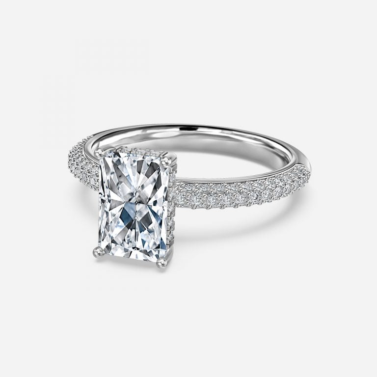 Eluned Radiant Hidden Halo Moissanite Engagement Ring