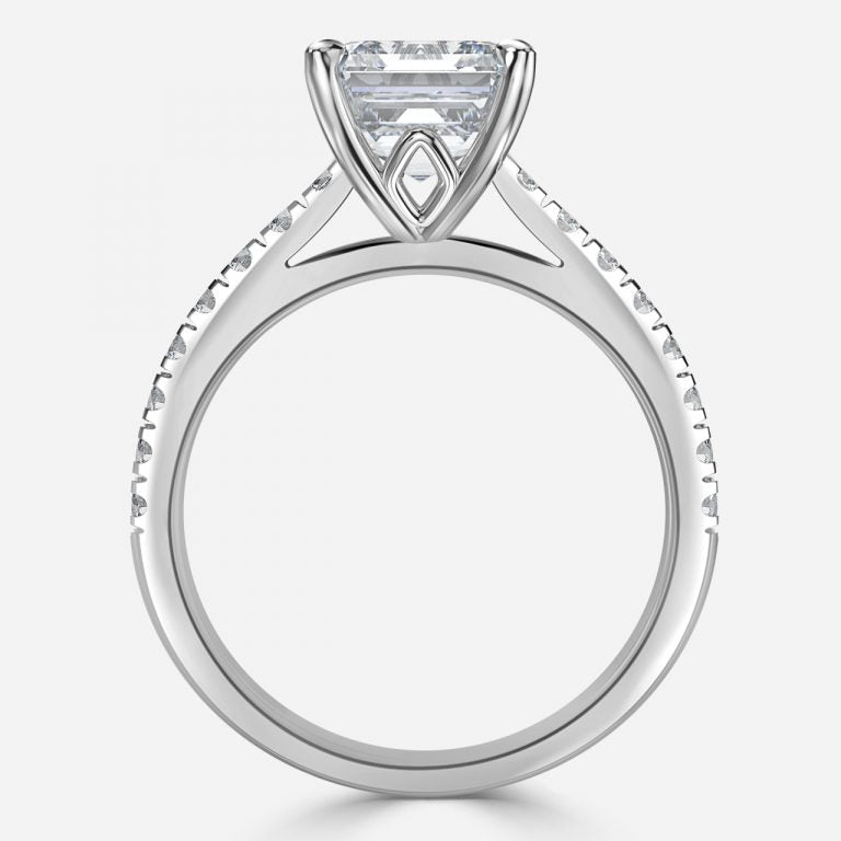 Aveline Asscher Diamond Band Moissanite Engagement Ring