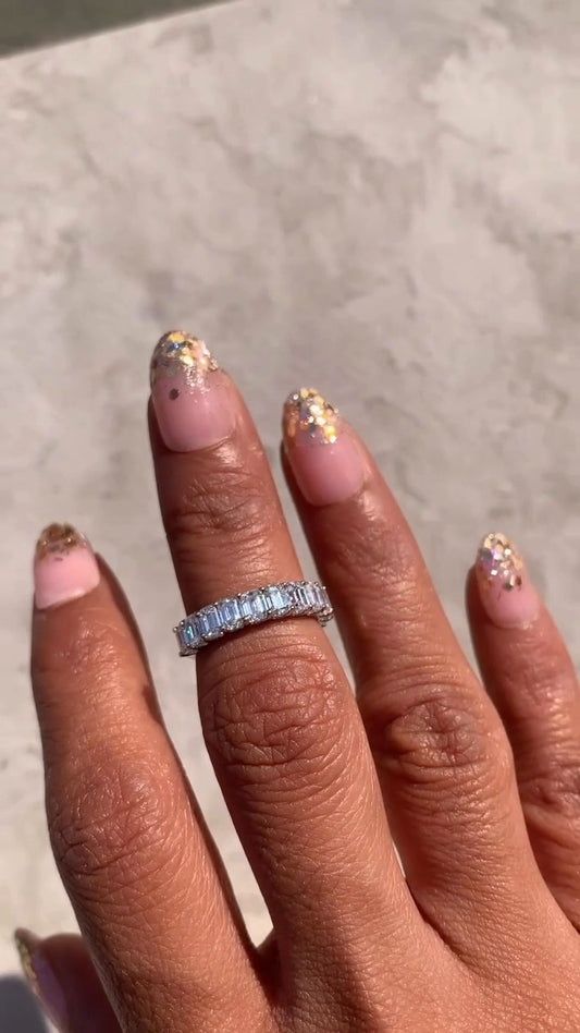 11 Stone Emerald Moissanite Anniversary Band