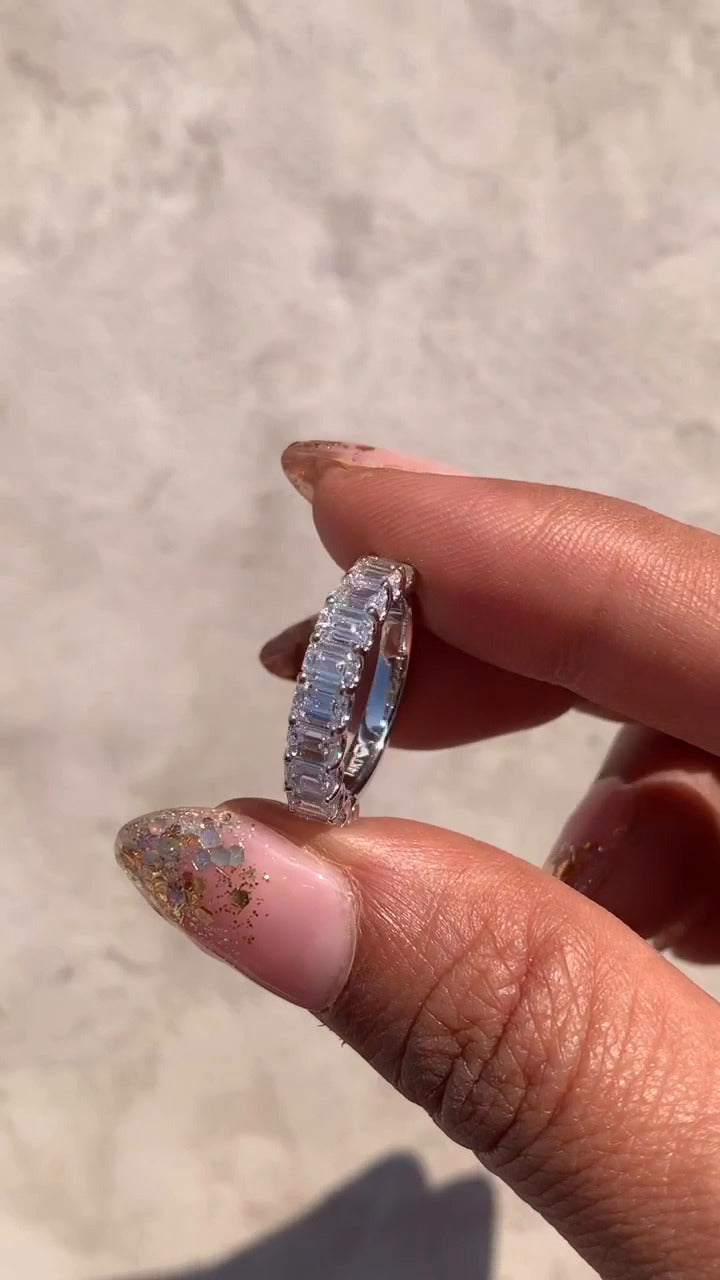 11 Stone Emerald Moissanite Anniversary Band