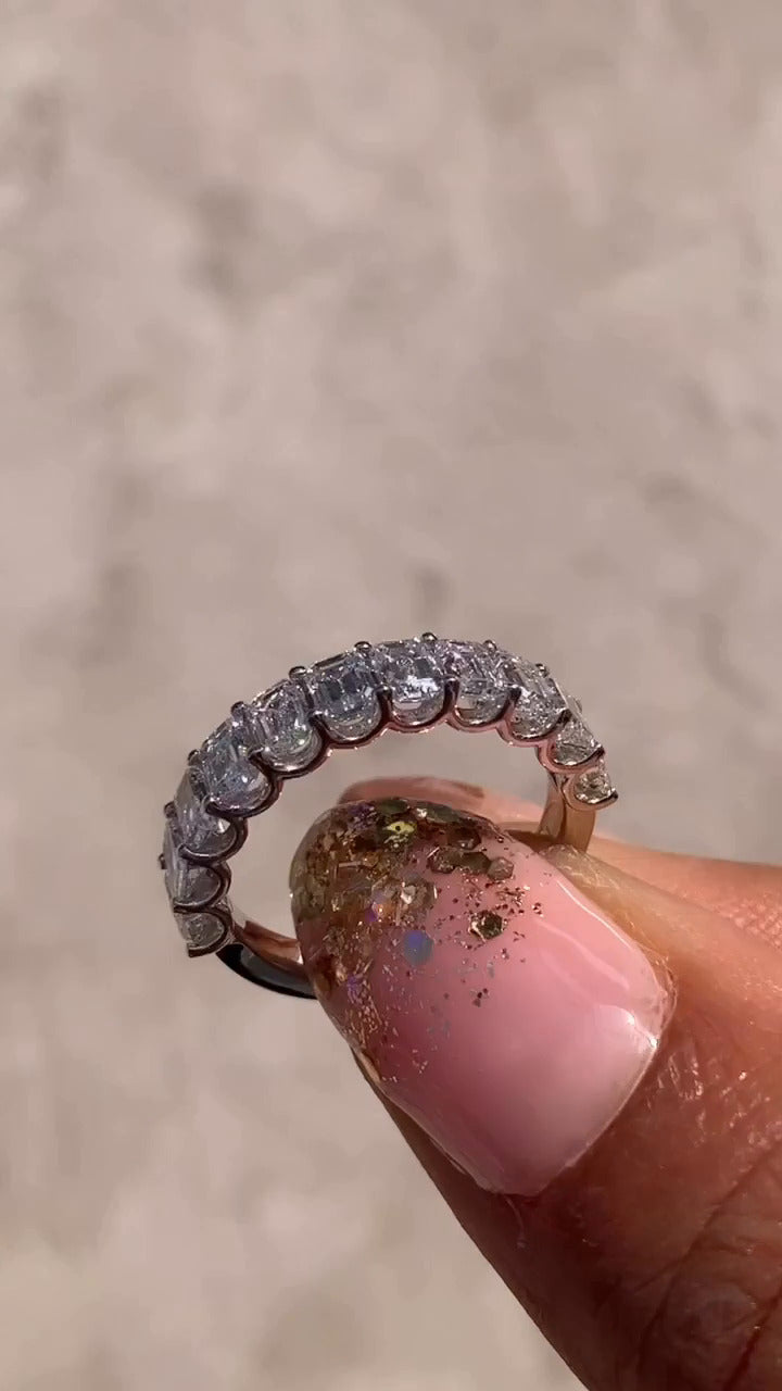11 Stone Emerald Moissanite Anniversary Band
