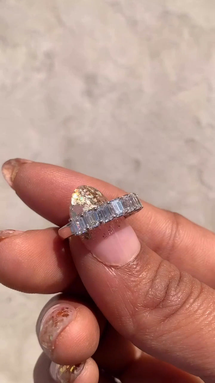 11 Stone Emerald Moissanite Anniversary Band