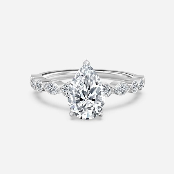 Pailin Pear Diamond Unique Moissanite Engagement Ring