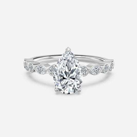 Pailin Pear Diamond Unique Moissanite Engagement Ring