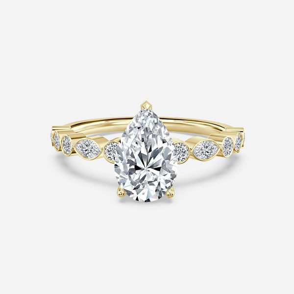 Pailin Pear Diamond Unique Moissanite Engagement Ring