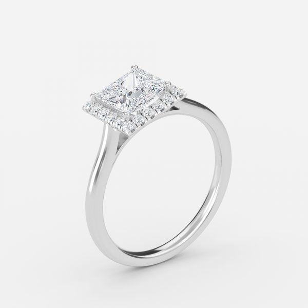 Louisa Princess Halo Moissanite Engagement Ring