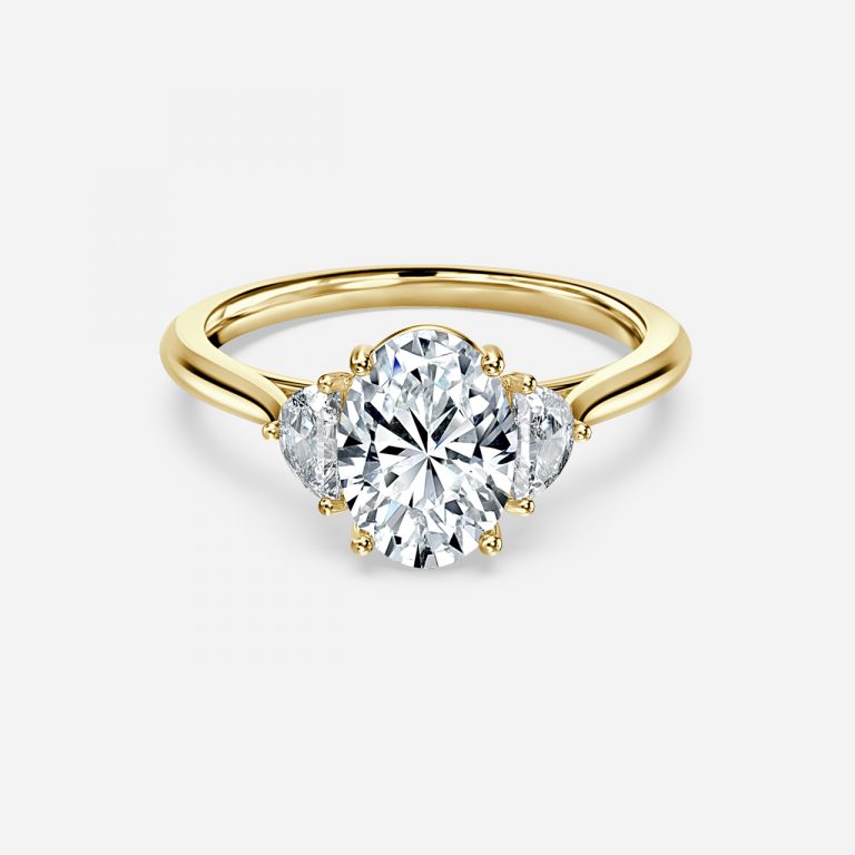 Kiara Oval Three Stone Moissanite Engagement Ring