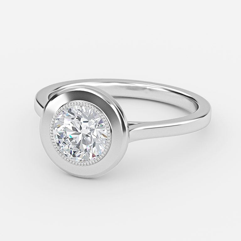 Amelie Round Bezel Moissanite Engagement Ring