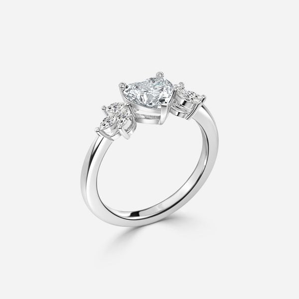 Anong Heart Three Stone Moissanite Engagement Ring