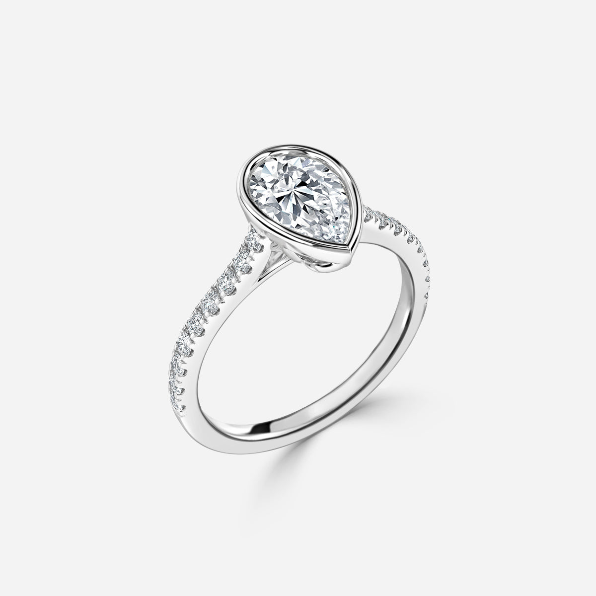 Arabella Pear Diamond Band Moissanite Engagement Ring