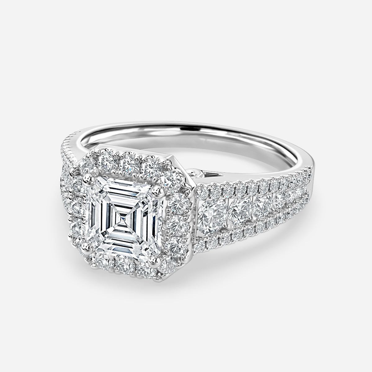 Ember Asscher Halo Moissanite Engagement Ring