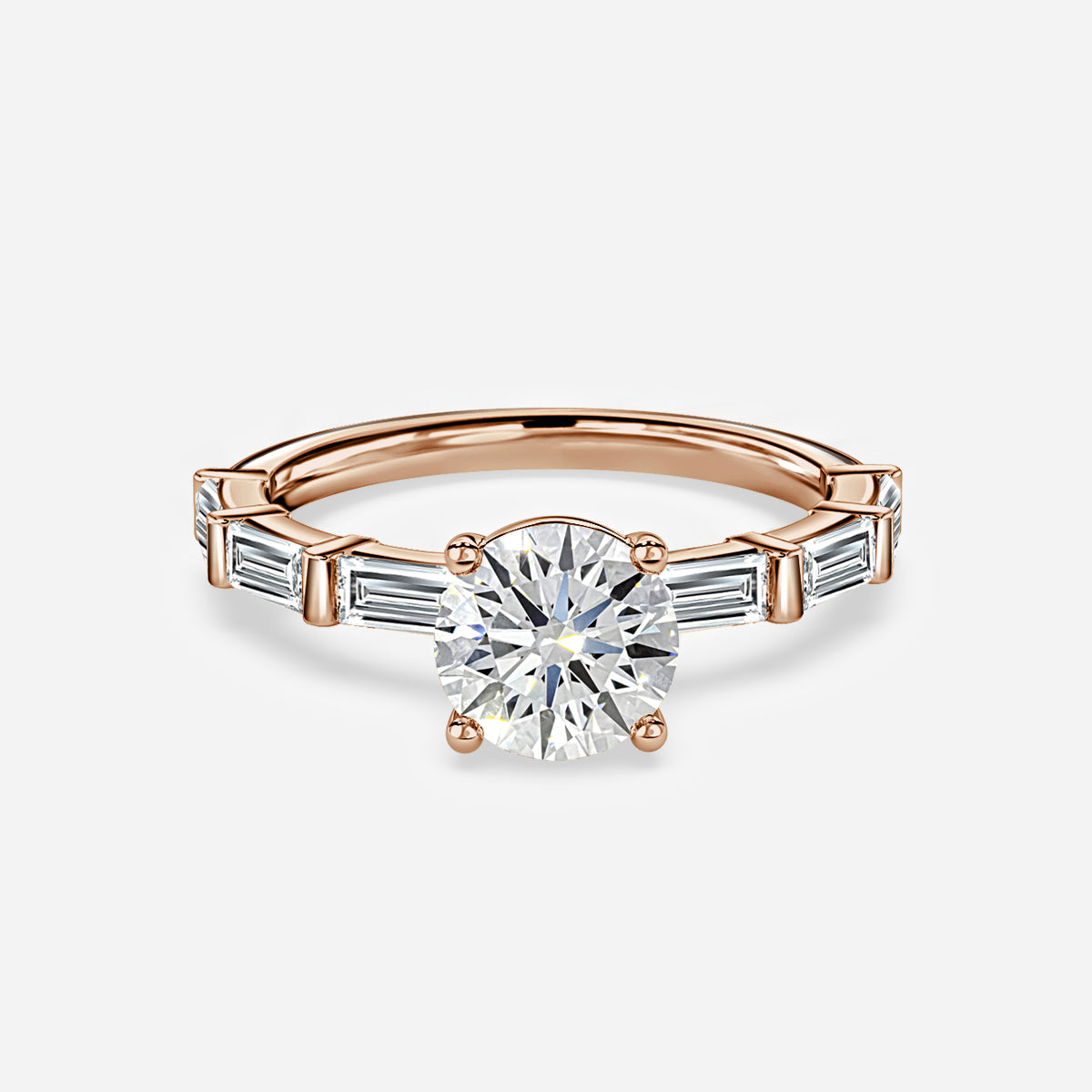 Lark Round Diamond Band Moissanite Engagement Ring