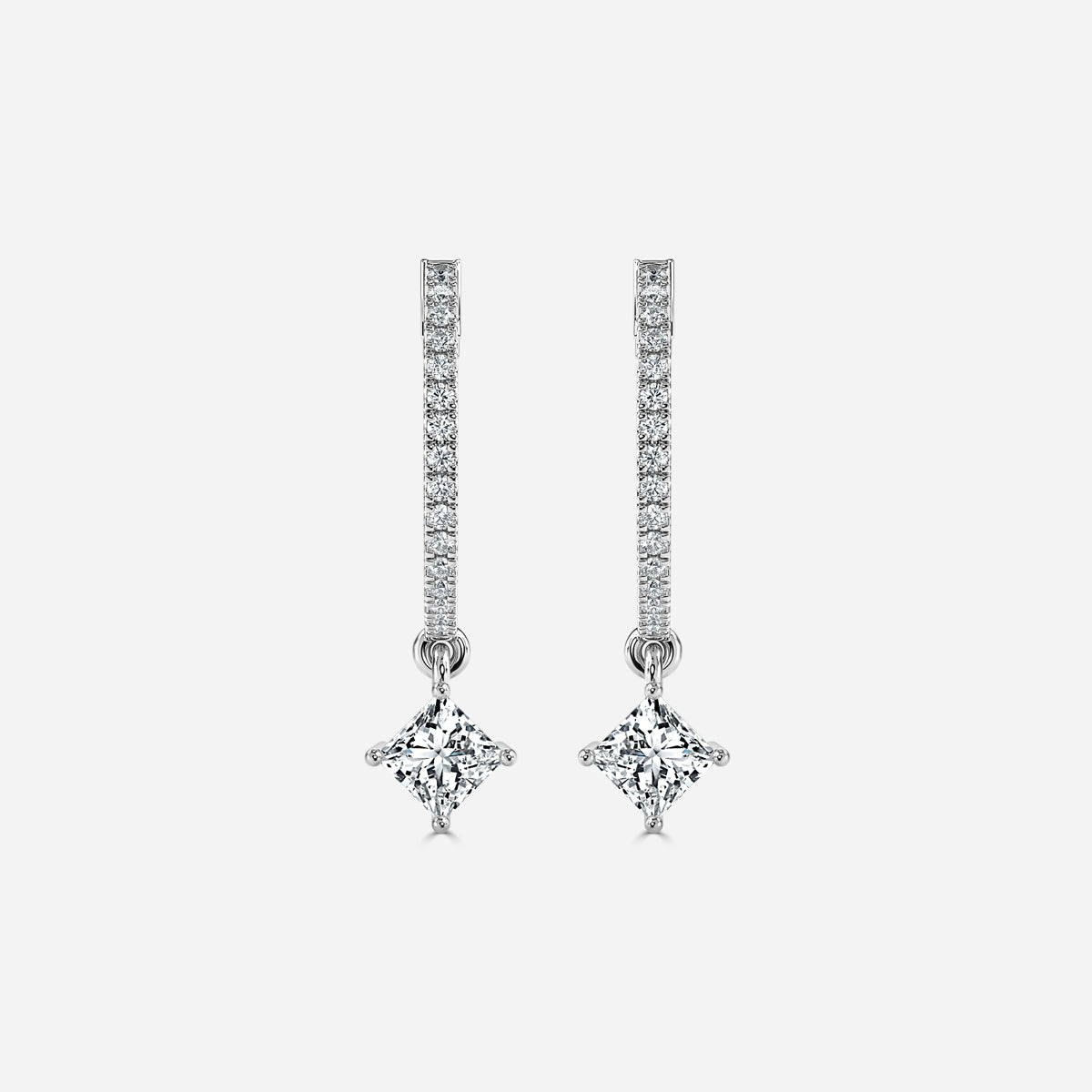 Sia Princess Moissanite Hoop Earrings