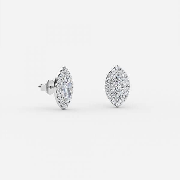 Marquise Moissanite Halo Earrings