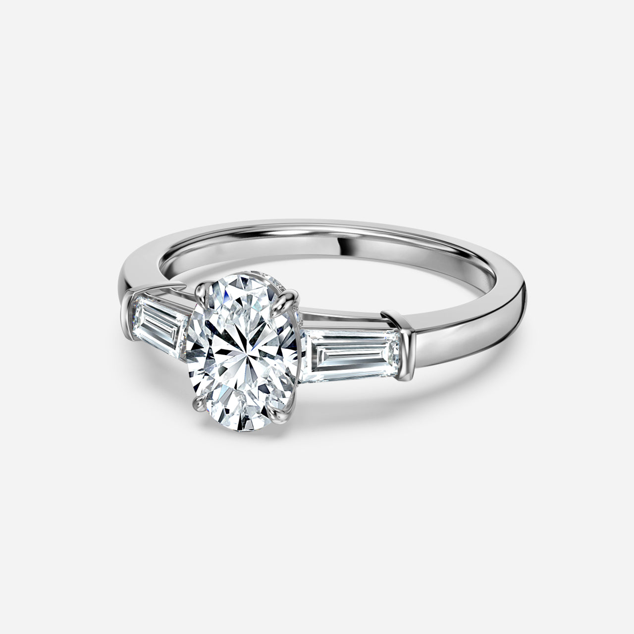 Marcelline Oval Three Stone Moissanite Engagement Ring