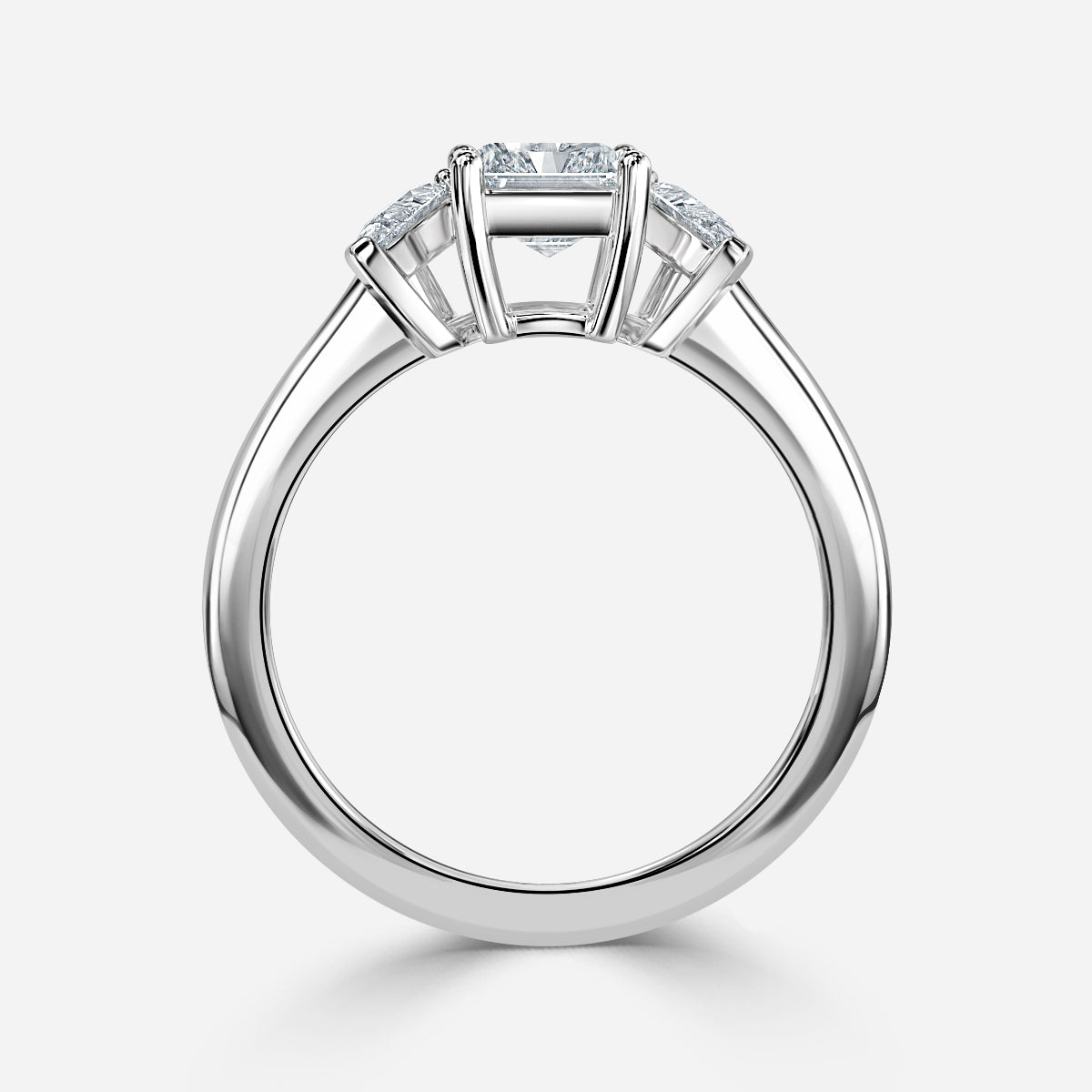 Jael Radiant Three Stone Moissanite Engagement Ring