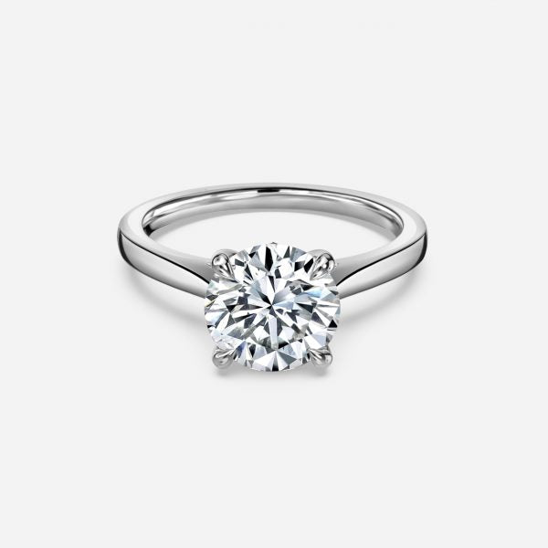 Peony Round Solitaire Moissanite Engagement Ring