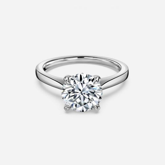 Peony Round Solitaire Moissanite Engagement Ring