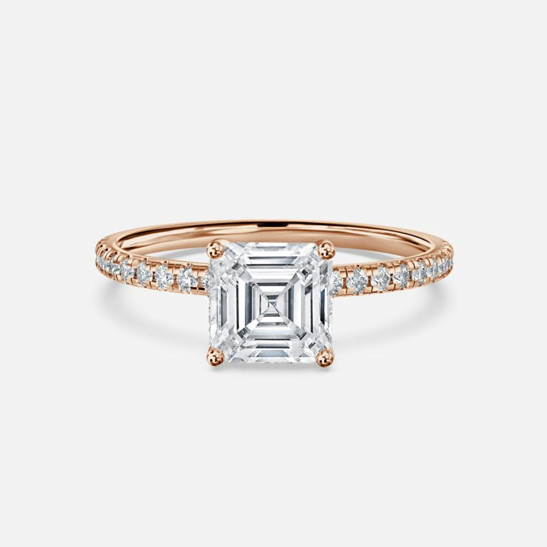 Yati Asscher Diamond Band Moissanite Engagement Ring