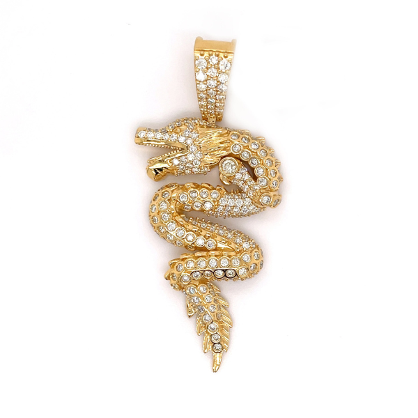 3.72 CT Moissanite Iced Out Dragon Pendant