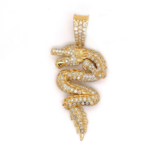 3.72 CT Moissanite Iced Out Dragon Pendant