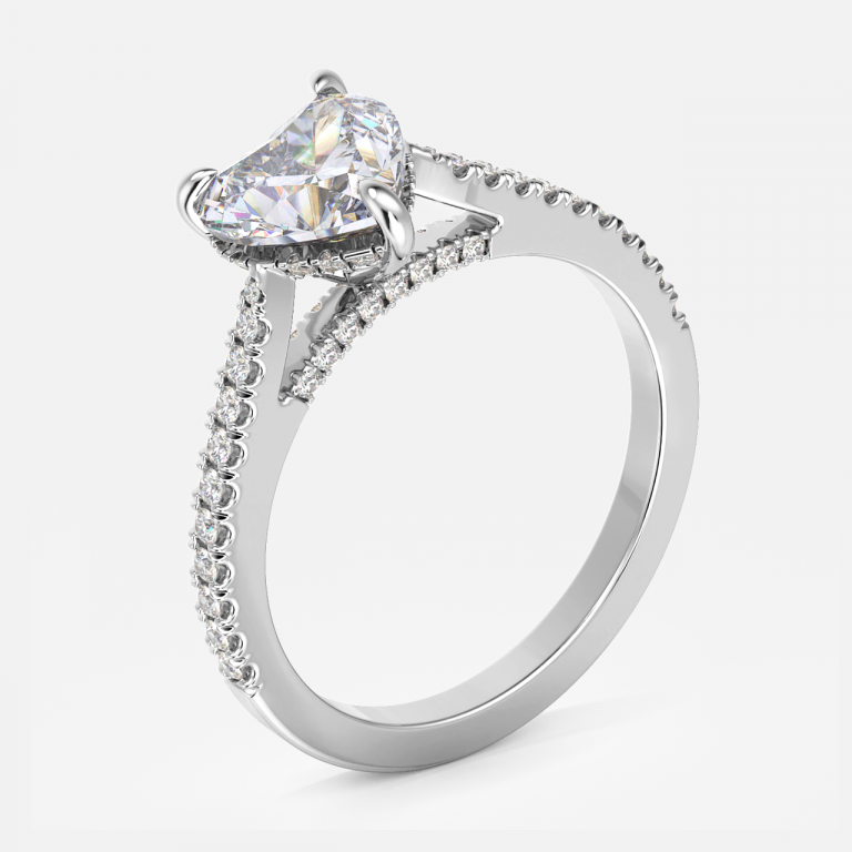 Yvette Heart Hidden Halo Engagement Ring