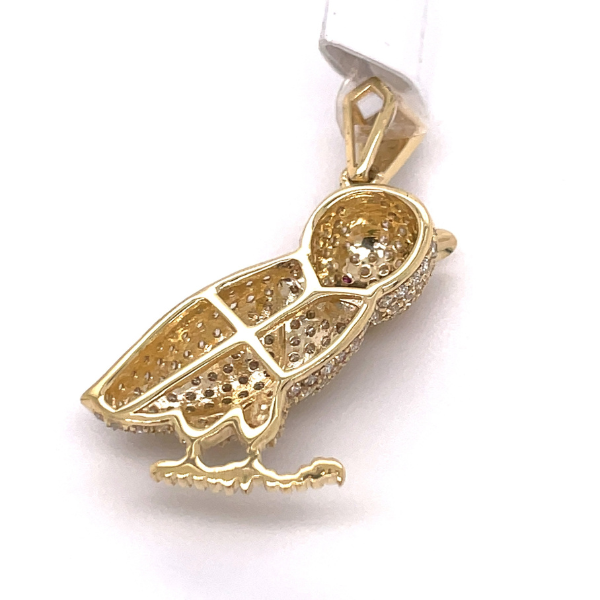 0.95 CT Moissanite Iced Out Owl Pendant