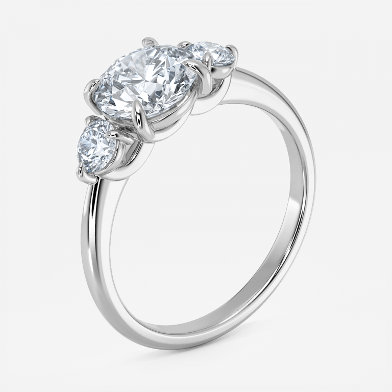 Saskia Round Three Stone Moissanite Engagement Ring