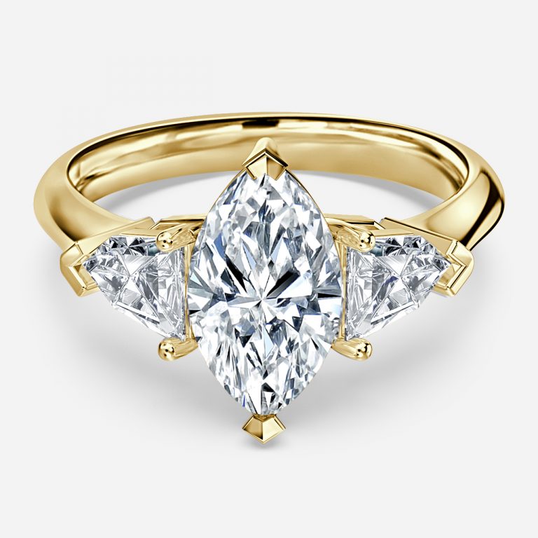 Eri Marquise Three Stone Moissanite Engagement Ring