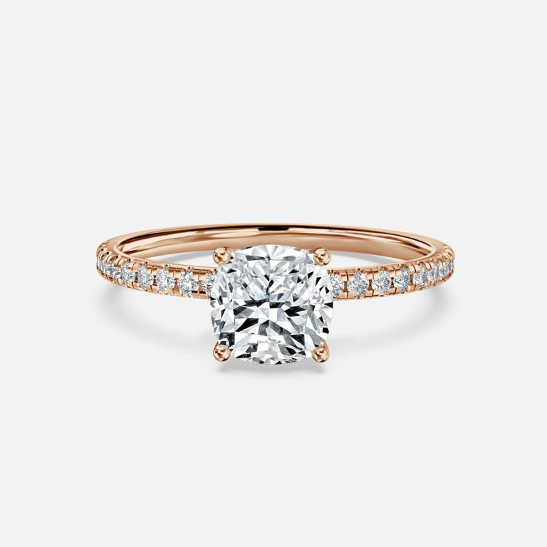 Yati Cushion Diamond Band Moissanite Engagement Ring