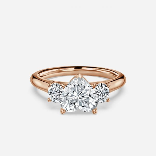 Myra Heart Three Stone Moissanite Engagement Ring