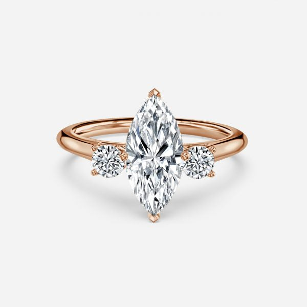 Myra Marquise Three Stone Moissanite Engagement Ring