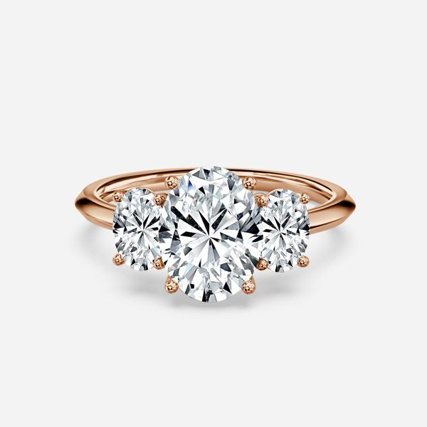 Elspeth Oval Three Stone Moissanite Engagement Ring