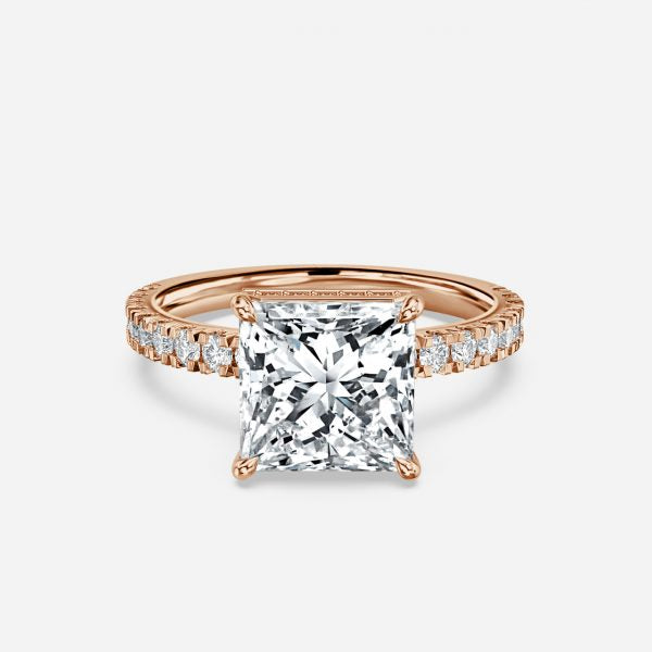 Leandra Princess Hidden Halo Moissanite Engagement Ring