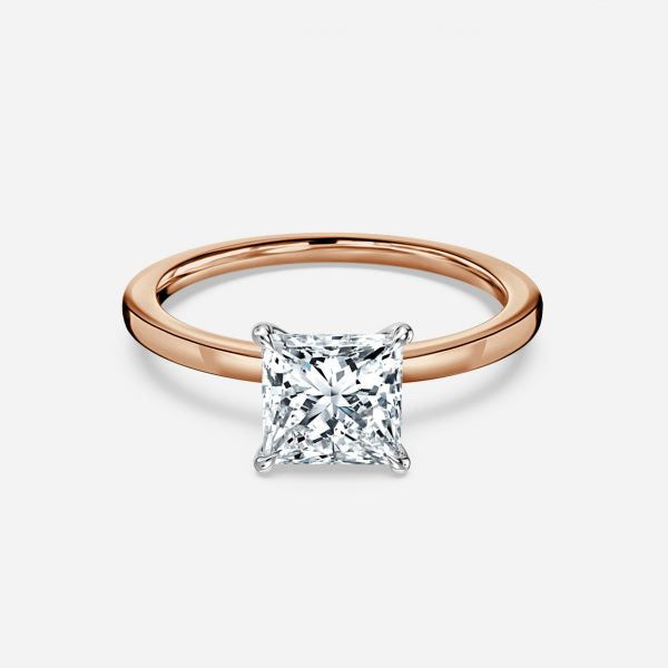 Kalista Princess Two Tone Solitaire Moissanite Engagement Ring