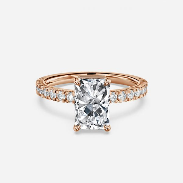 Leandra Radiant Hidden Halo Moissanite Engagement Ring