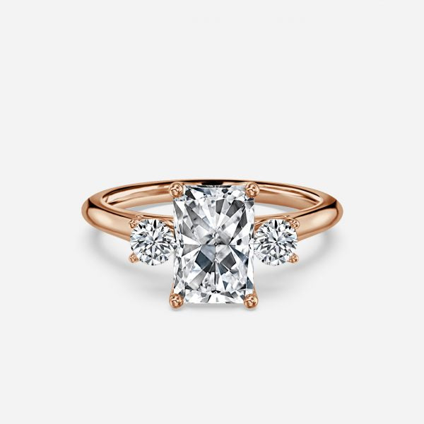 Myra Radiant Three Stone Moissanite Engagement Ring