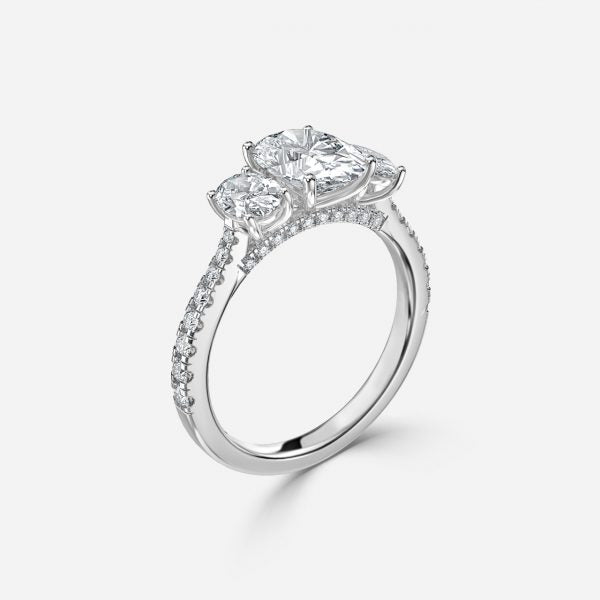 Fabian Oval Three Stone Moissanite Engagement Ring