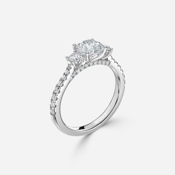 Fabian Round Three Stone Moissanite Engagement Ring