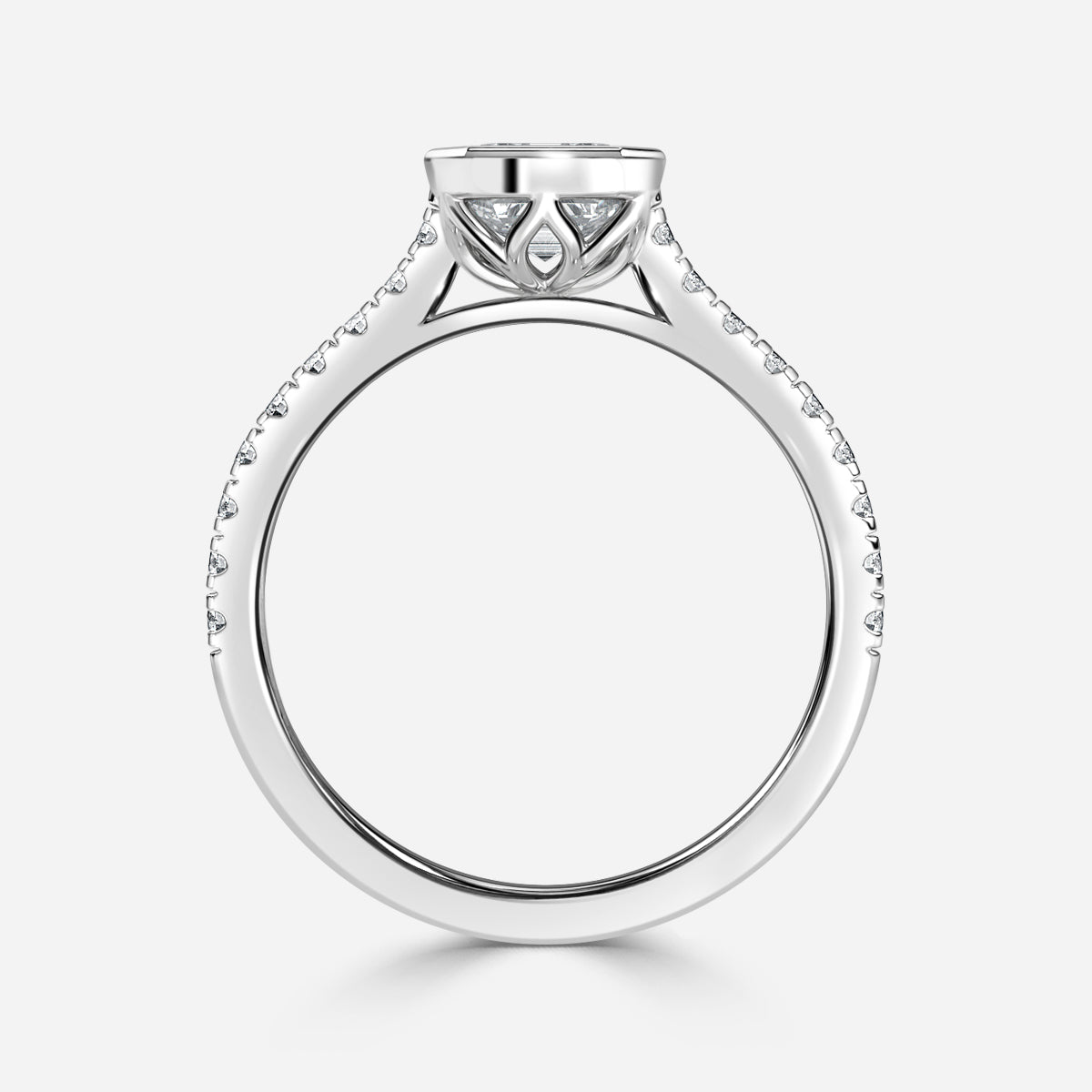 Magnolia Asscher Bezel Moissanite Engagement Ring