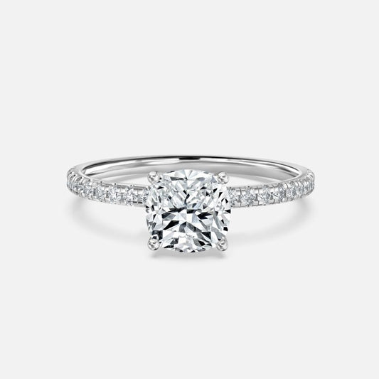 Yati Cushion Diamond Band Moissanite Engagement Ring