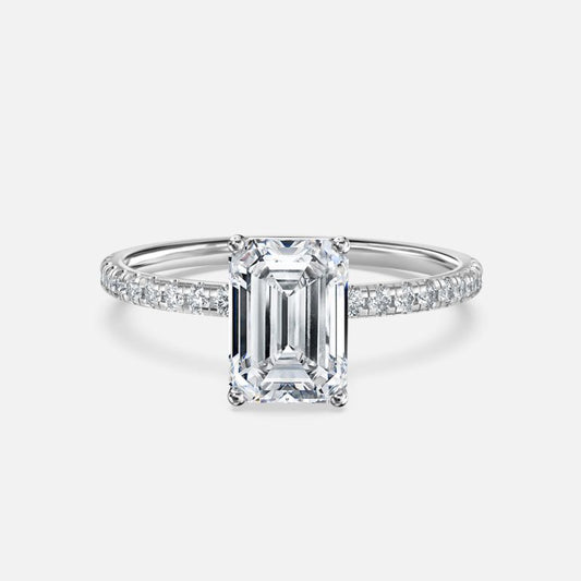 Yati Emerald Diamond Band Moissanite Engagement Ring