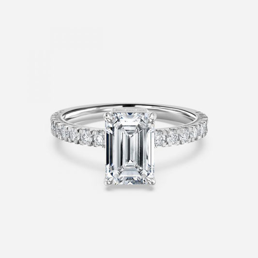 Leandra Emerald Hidden Halo Moissanite Engagement Ring