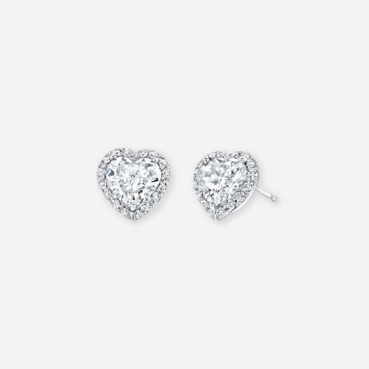 Heart Moissanite Halo Earrings