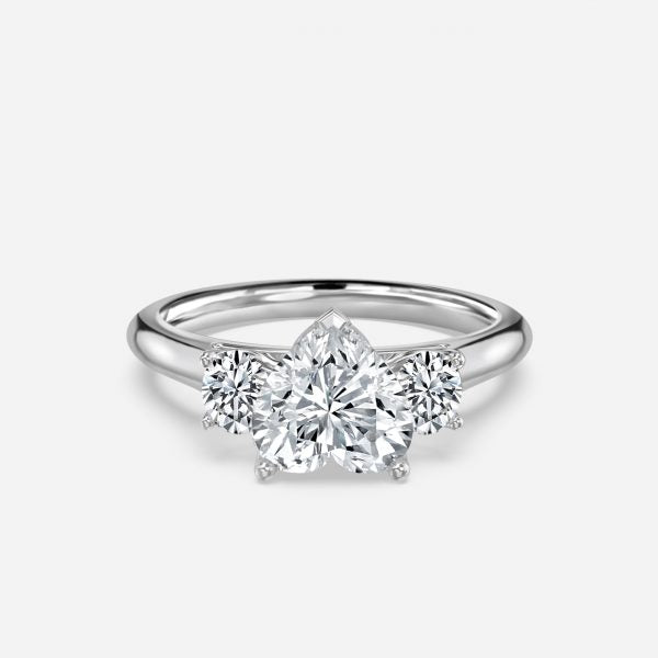 Myra Heart Three Stone Moissanite Engagement Ring