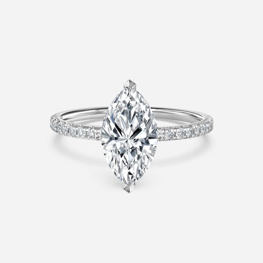 Yati Marquise Diamond Band Moissanite Engagement Ring