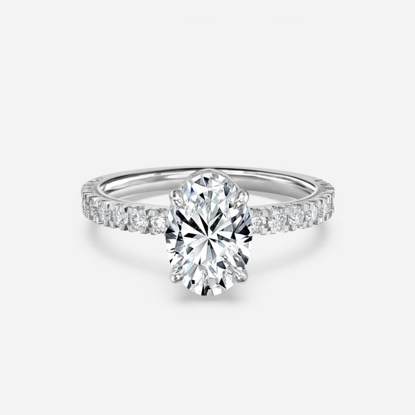 Leandra Oval Hidden Halo Moissanite Engagement Ring