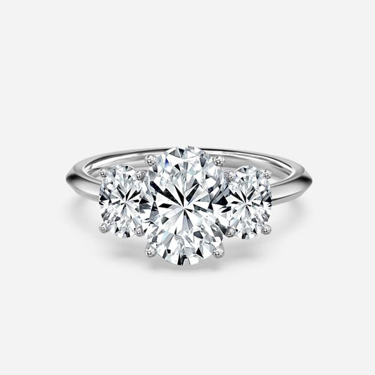 Elspeth Oval Three Stone Moissanite Engagement Ring